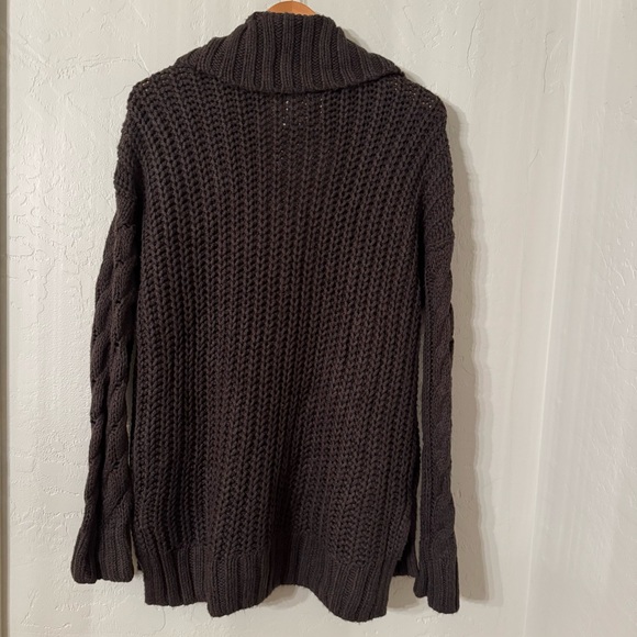 Abercrombie & Fitch Women's Dark Brown Chunky Knit Open Front Cardigan Sweater - Picture 11 of 12